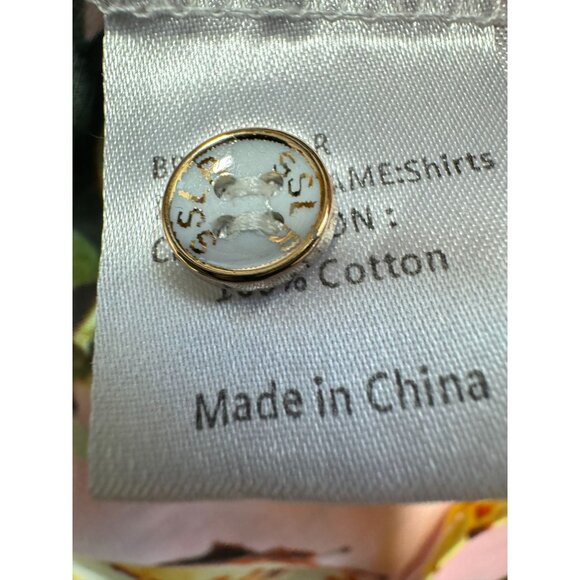 SSLR Mens Pineapple Print Short-Sleeve Button-Down Shirt L Cotton Tropical Hawai - Picture 6 of 16